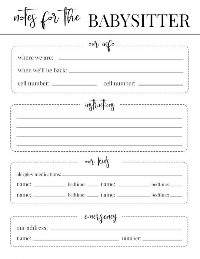 Free Printable Babysitter Notes Template | Paper Trail Design with regard to Nanny Notes Template