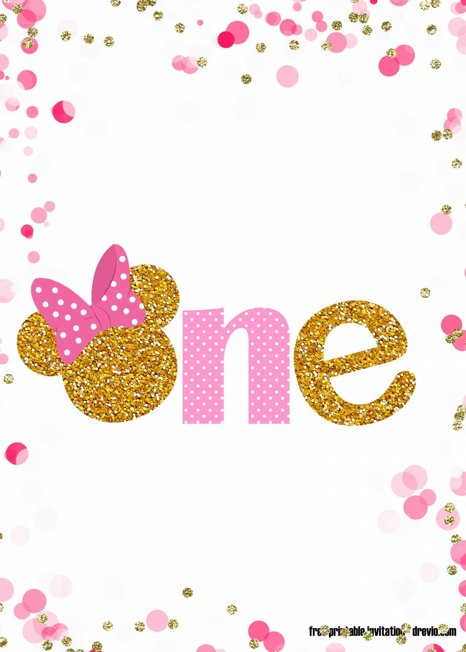 Free Printable Pink And Gold Minnie Mouse 1St Birthday with Minnie Mouse Card Templates