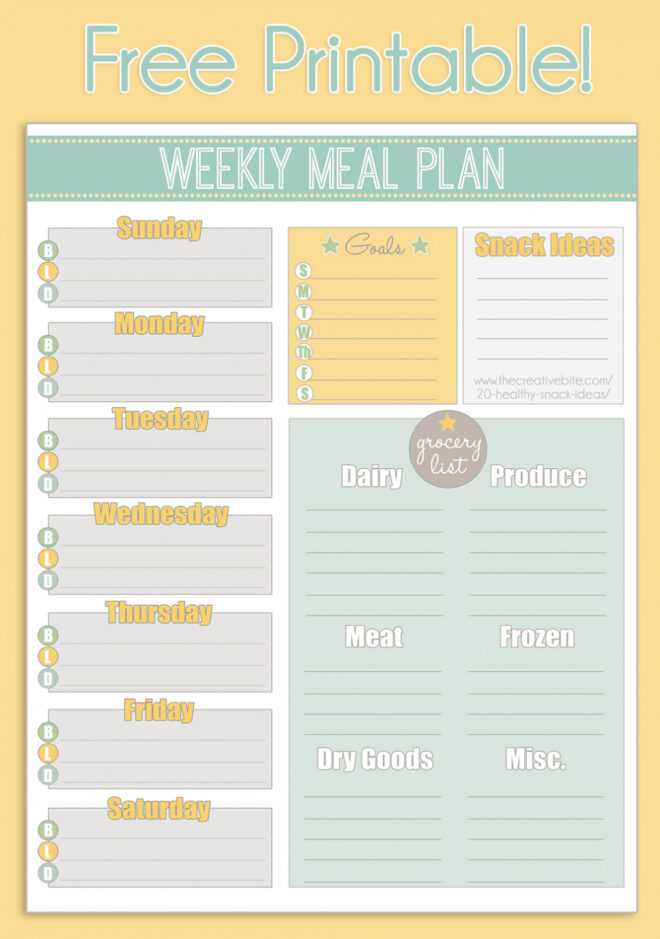 Free Printable Weekly Meal Planner + Calendar in Weekly Dinner Menu Template