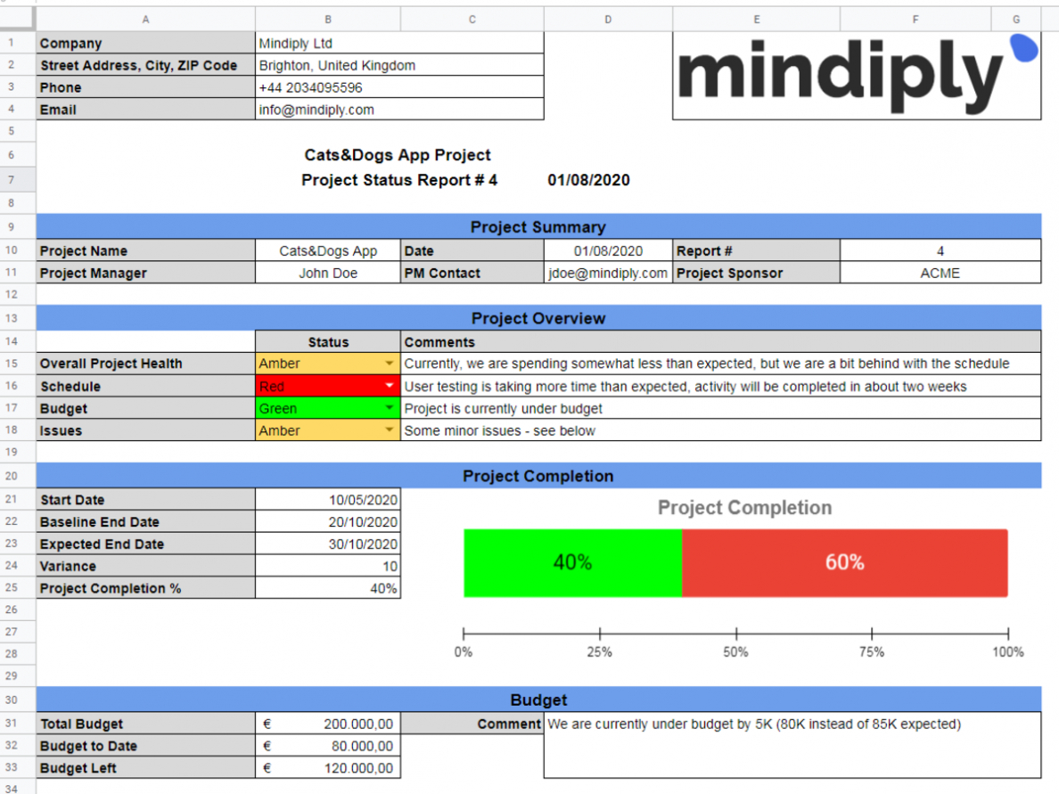 Free Project Management Report Template | By Francesco with It Management Report Template
