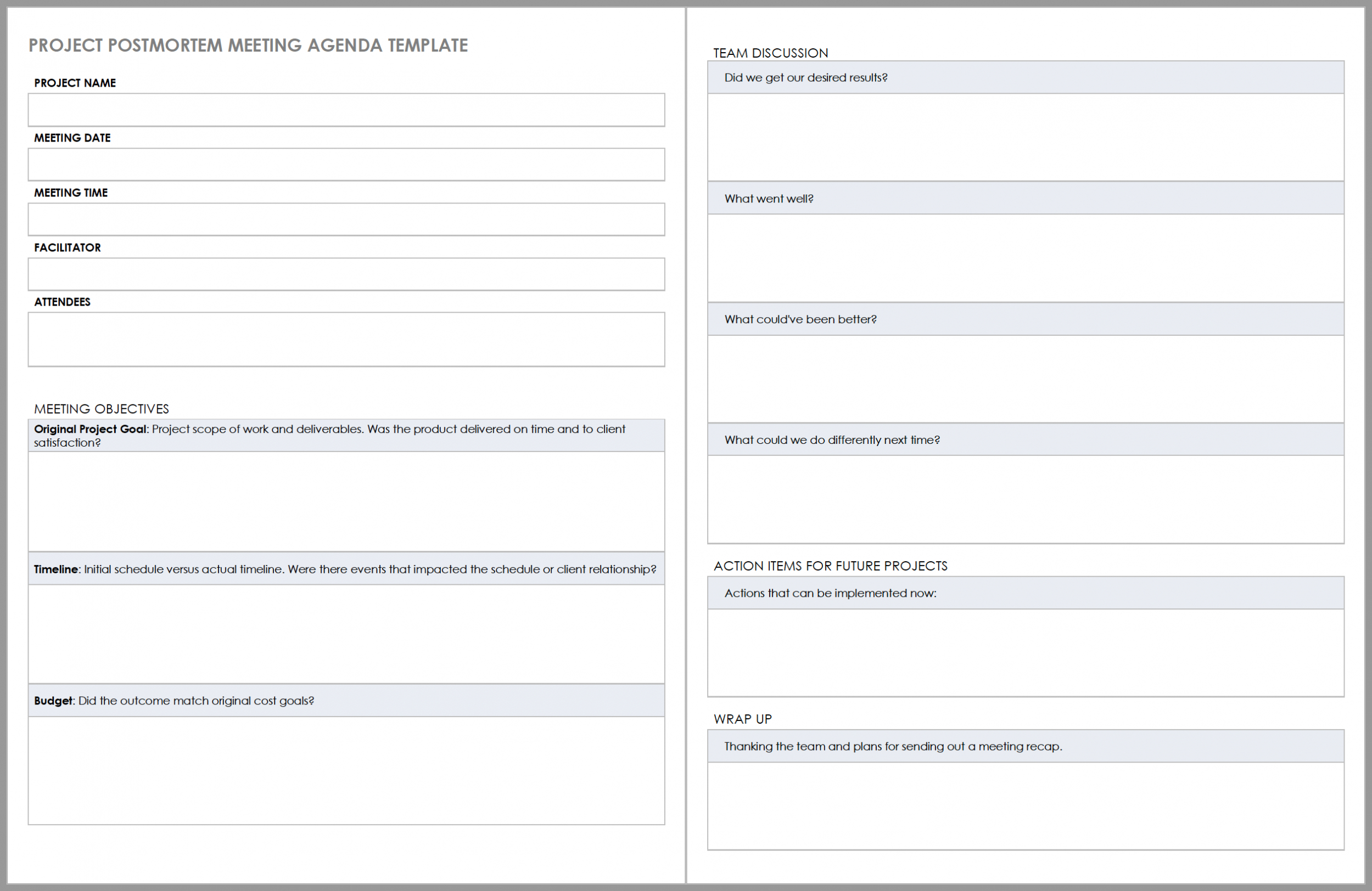 Free Project Post Mortem Templates Smartsheet With Regard To Post