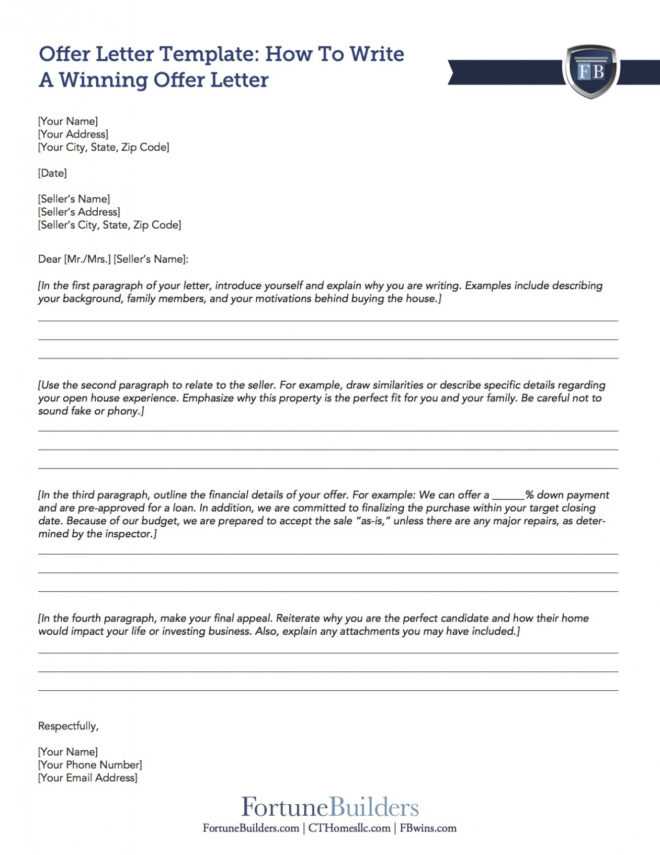 Free Real Estate Offer Letter Template | Fortunebuilders pertaining to House Offer Letter Template