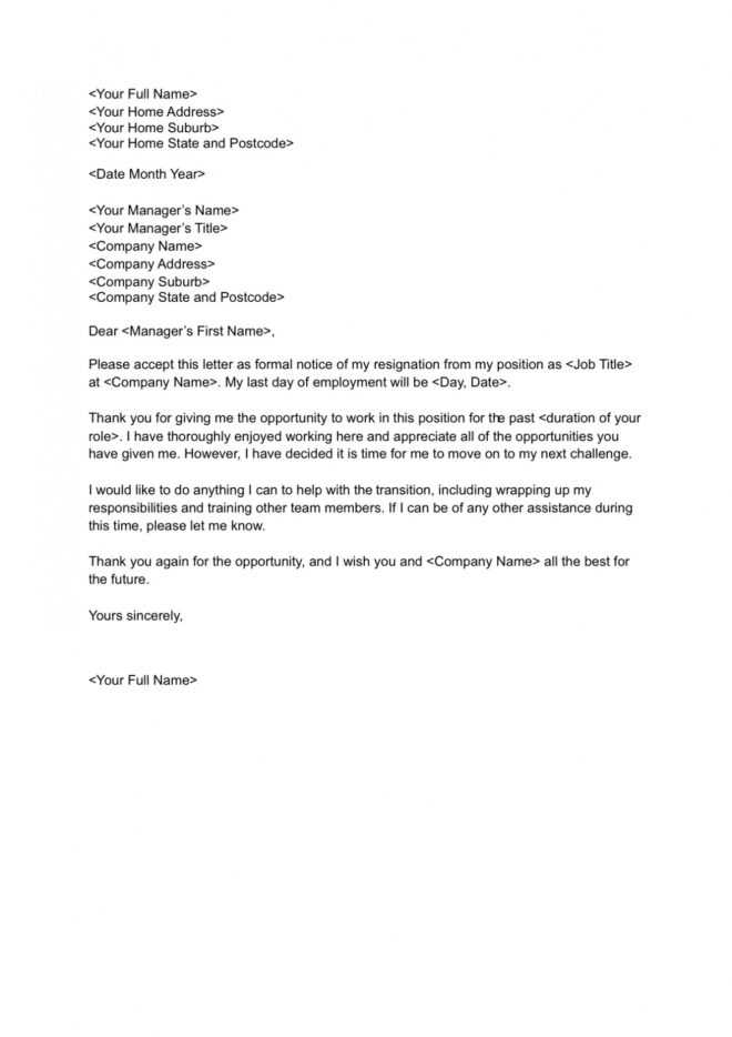 Free Resignation Letter Template - Seek Career Advice pertaining to Free Sample Letter Of Resignation Template