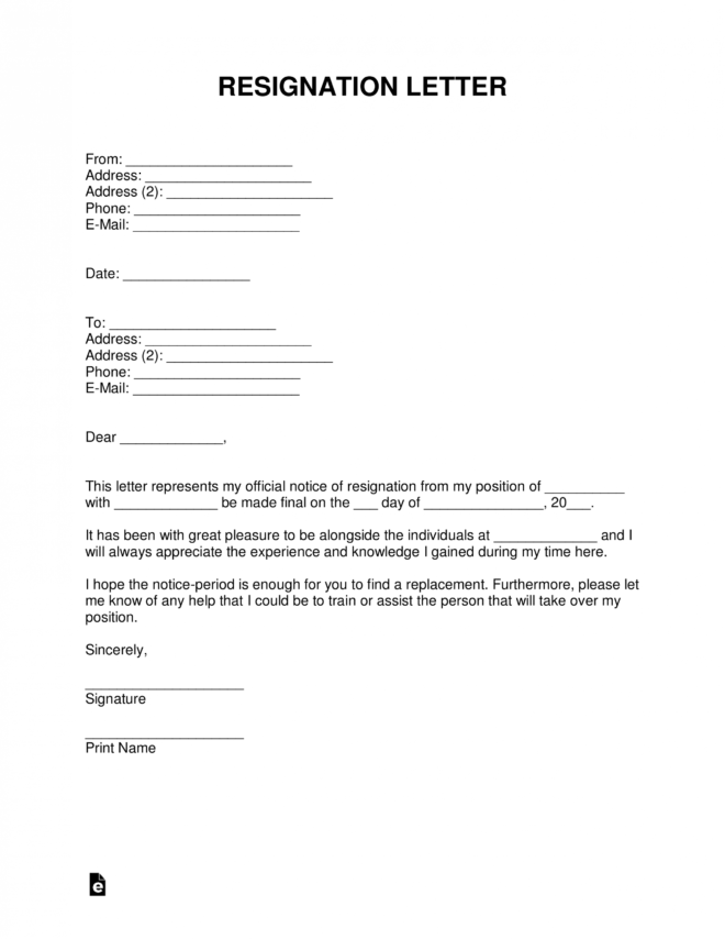 Free Resignation Letters | Templates &amp; Samples - Pdf | Word within Resignation Letter Template Pdf