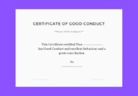 Free Sample Certificate Of Good Conduct | Certificate Template throughout Good Conduct Certificate Template