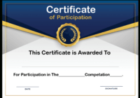 Free Sample Format Of Certificate Of Participation Template throughout Certificate Of Participation Template Doc