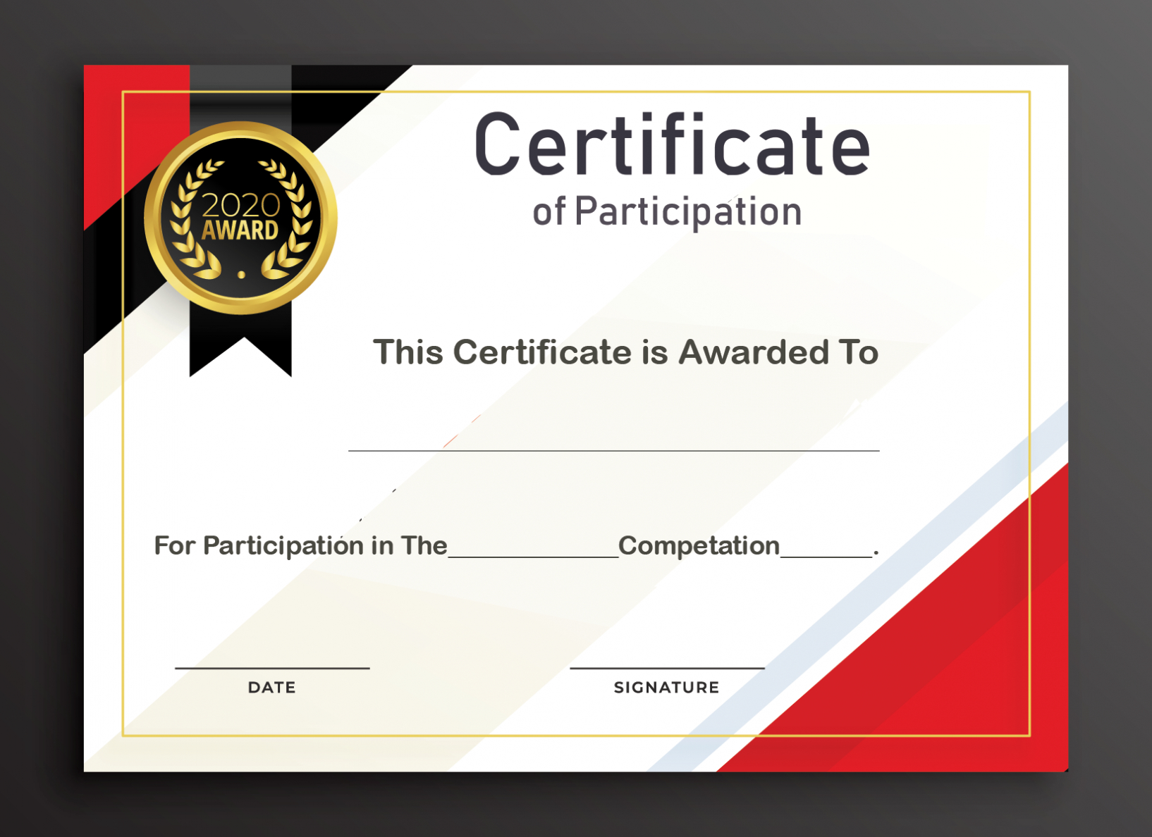 Free Sample Format Of Certificate Of Participation Template with Certificate Of Participation Word Template