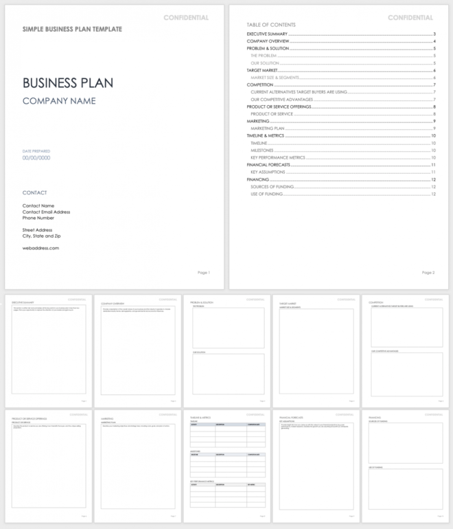 Free Simple Business Plan Templates | Smartsheet throughout Business Plan Template Free Word Document