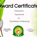 Free Tennis Certificates | Edit Online And Print At Home inside Tennis Certificate Template Free