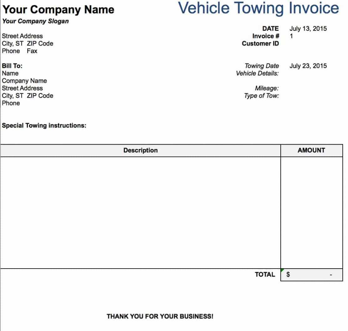 Free Towing Service Invoice Template | Pdf | Word | Excel in Towing Service Invoice Template