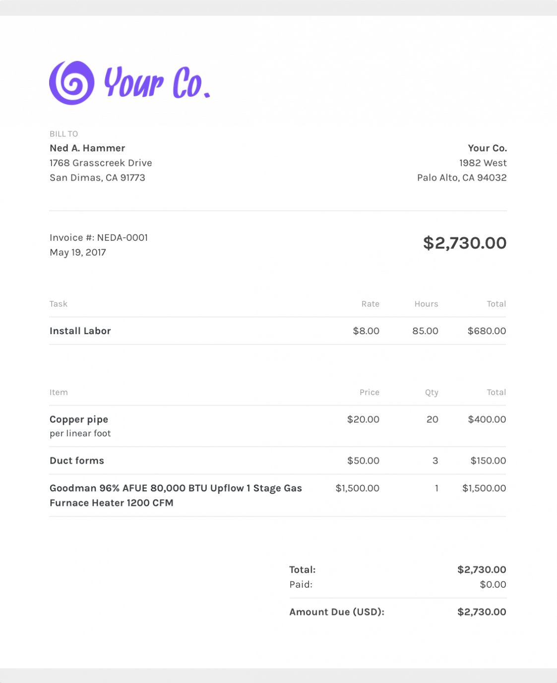 Free Trucking Company Invoice Template | Zipbooks within Trucking Company Invoice Template