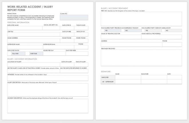 Free Workplace Accident Report Templates | Smartsheet with regard to Accident Report Form Template Uk