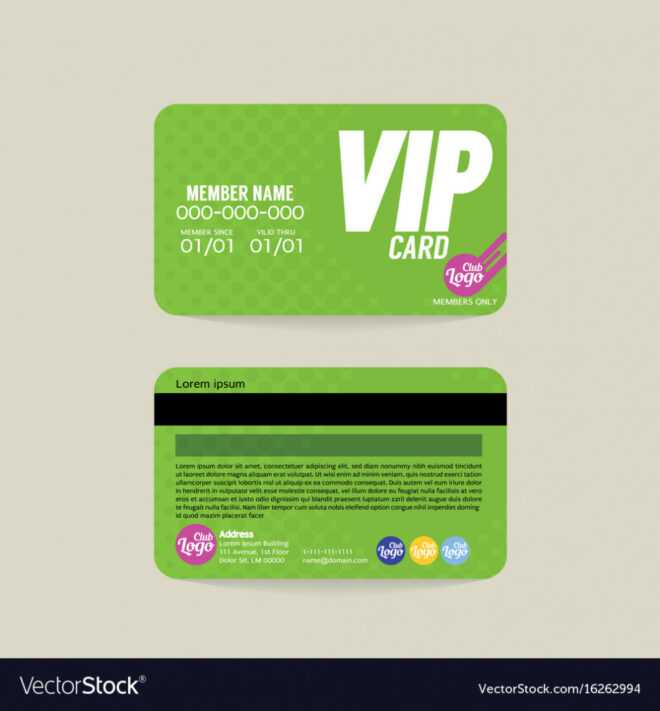 Front And Back Vip Member Card Template Royalty Free Vector with Membership Card Template Free