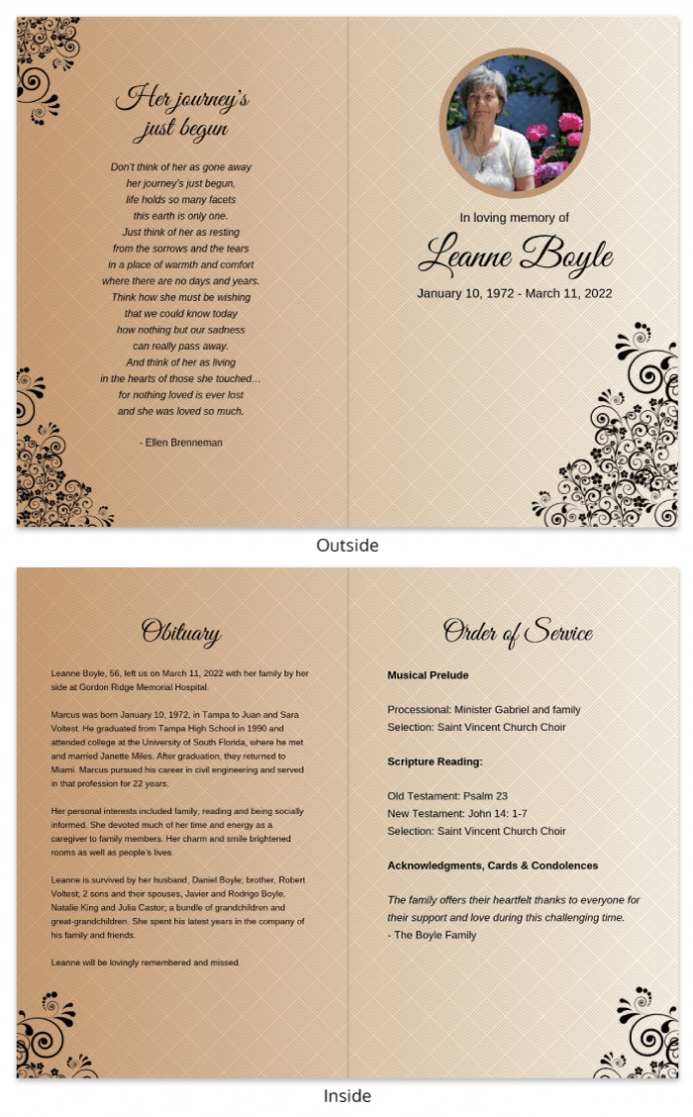 Funeral Program Template regarding Memorial Brochure Template