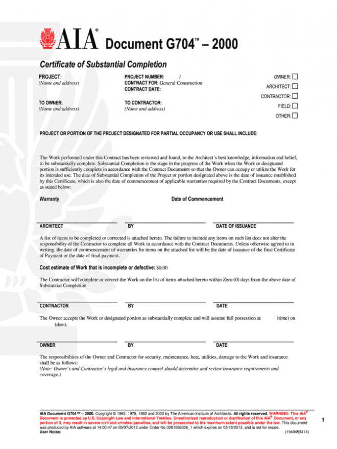 G704 - Fill Online, Printable, Fillable, Blank | Pdffiller within Certificate Of Substantial Completion Template