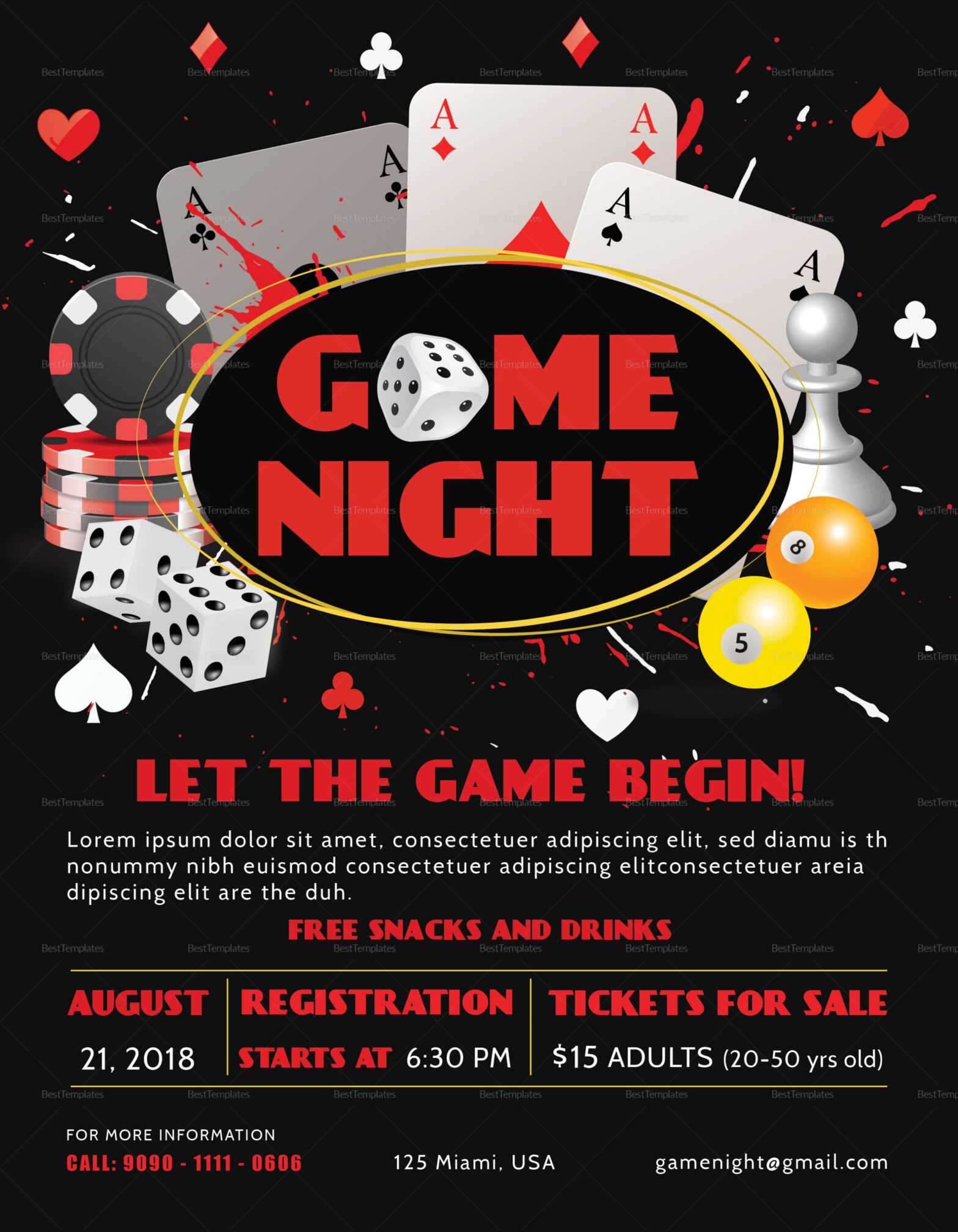 Game Night Flyer Design Template In Psd, Word, Publisher with Game Night Flyer Template