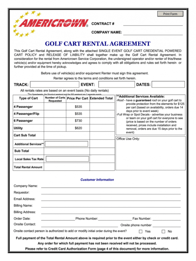 Golf Cart Rental Agreement - Fill Out And Sign Printable Pdf Template |  Signnow for Golf Cart Rental Agreement Template