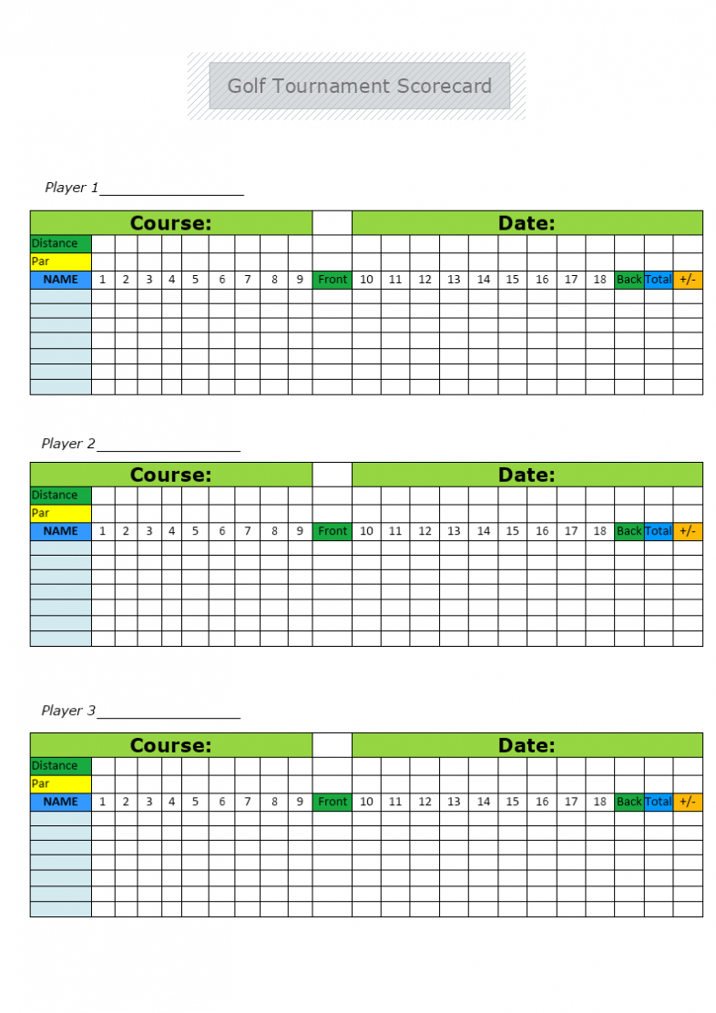 Golf Tournament Scorecard Template | Mydraw for Golf Score Cards Template