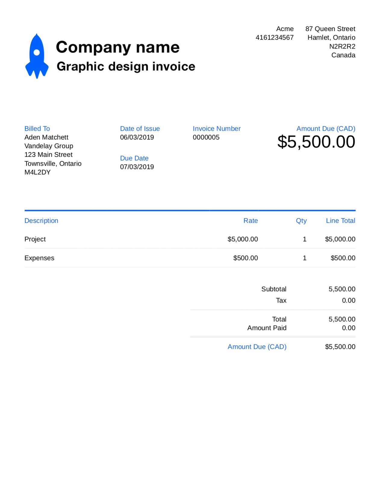 Graphic Design Invoice Template. Customize And Send In 90 regarding Invoice Template For Designers