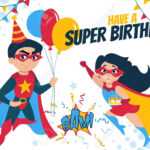 Have A Super Birthday Greeting Card Design Vector Illustration pertaining to Superhero Birthday Card Template