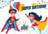 Have A Super Birthday Greeting Card Design Vector Illustration pertaining to Superhero Birthday Card Template