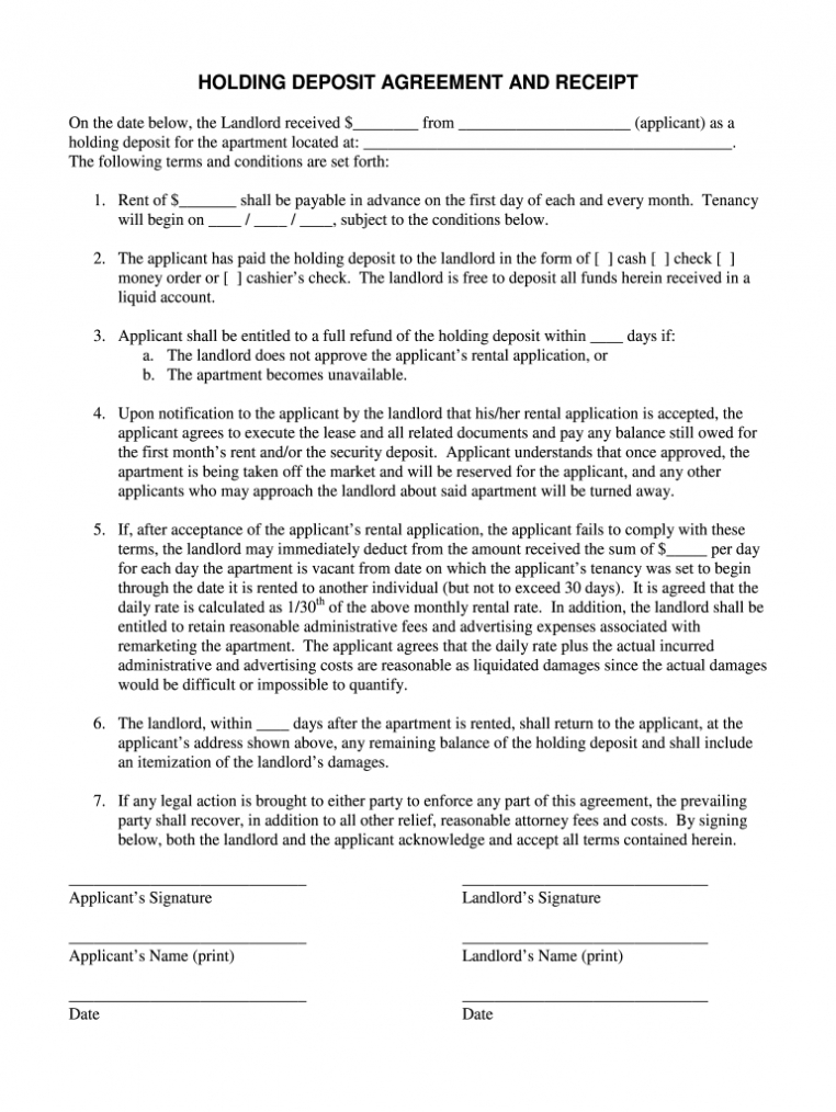 Holding Deposit Agreement Form - Fill Out And Sign Printable Pdf Template |  Signnow pertaining to Holding Deposit Agreement Template