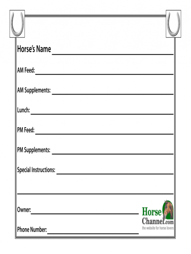 Horse Stall Card Template - Fill Online, Printable, Fillable pertaining to Horse Stall Card Template