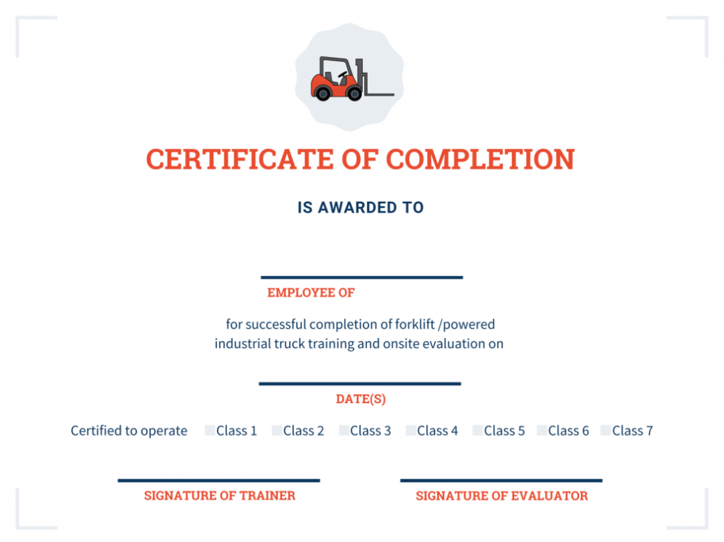 Forklift Certification Template