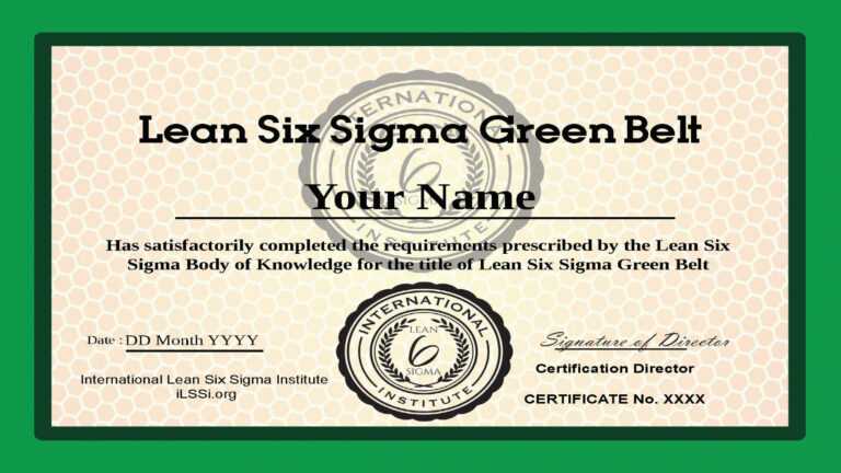 Green Belt Certificate Template