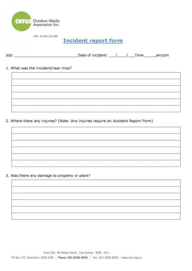Incident Report Form Template ~ Addictionary with regard to Incident Report Form Template Qld