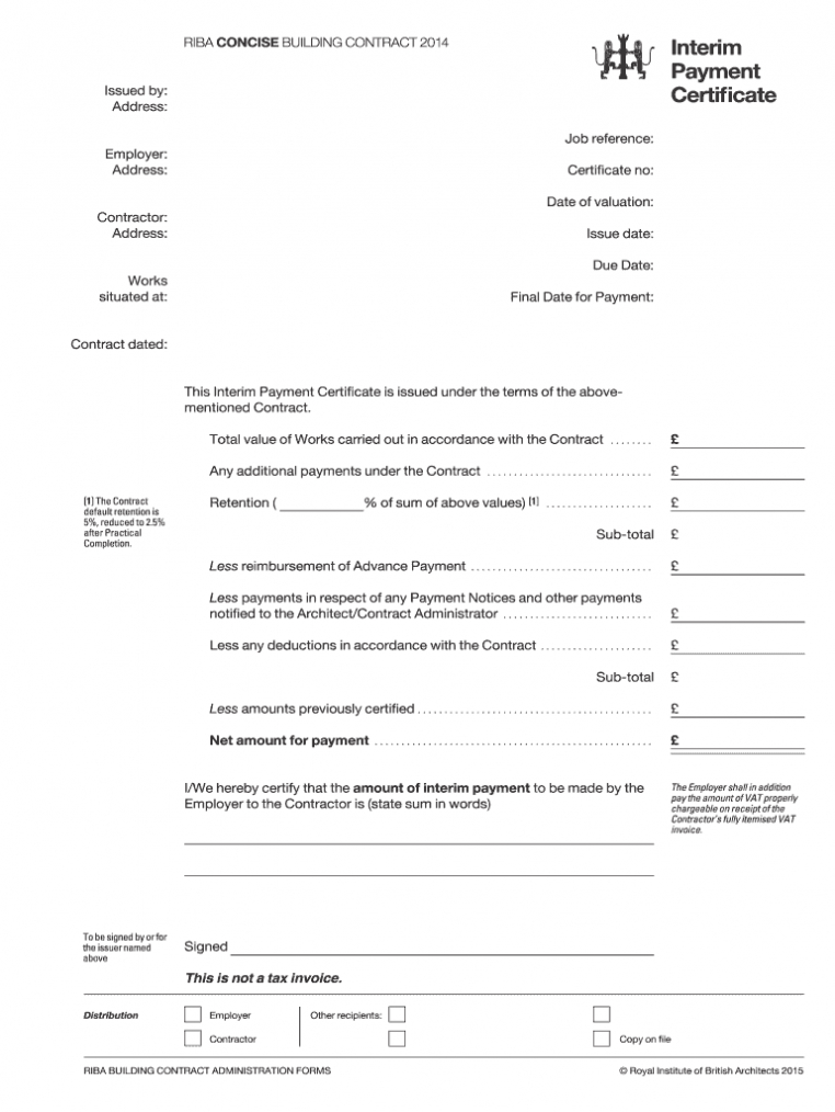 Interim Payment Certificate Format In Excel Download - Fill for Practical Completion Certificate Template Uk