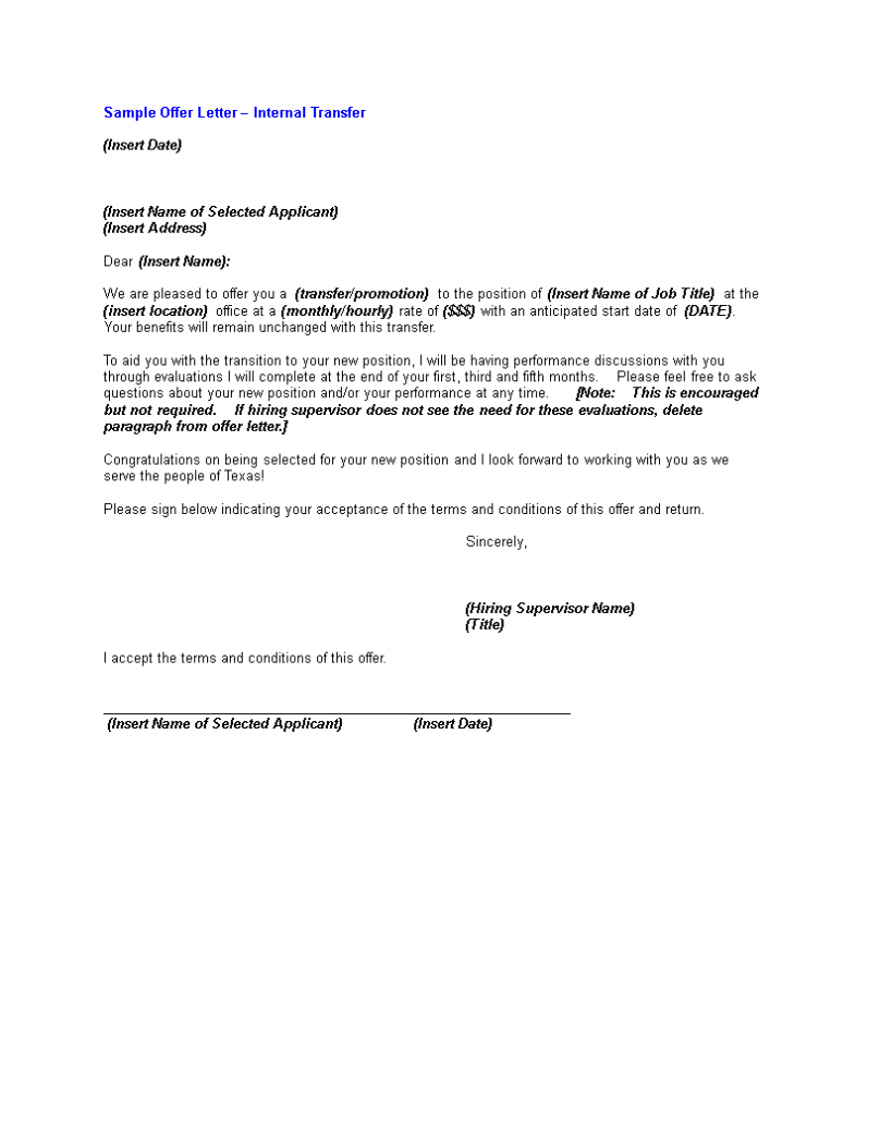 Internal Transfer Letter Template – Great Professional Template Design