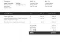 Invoice Template - Black And White Version Vector Image regarding Black Invoice Template