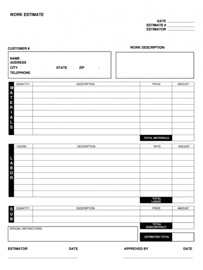 Job Estimate Template - Fill Online, Printable, Fillable pertaining to Blank Estimate Form Template