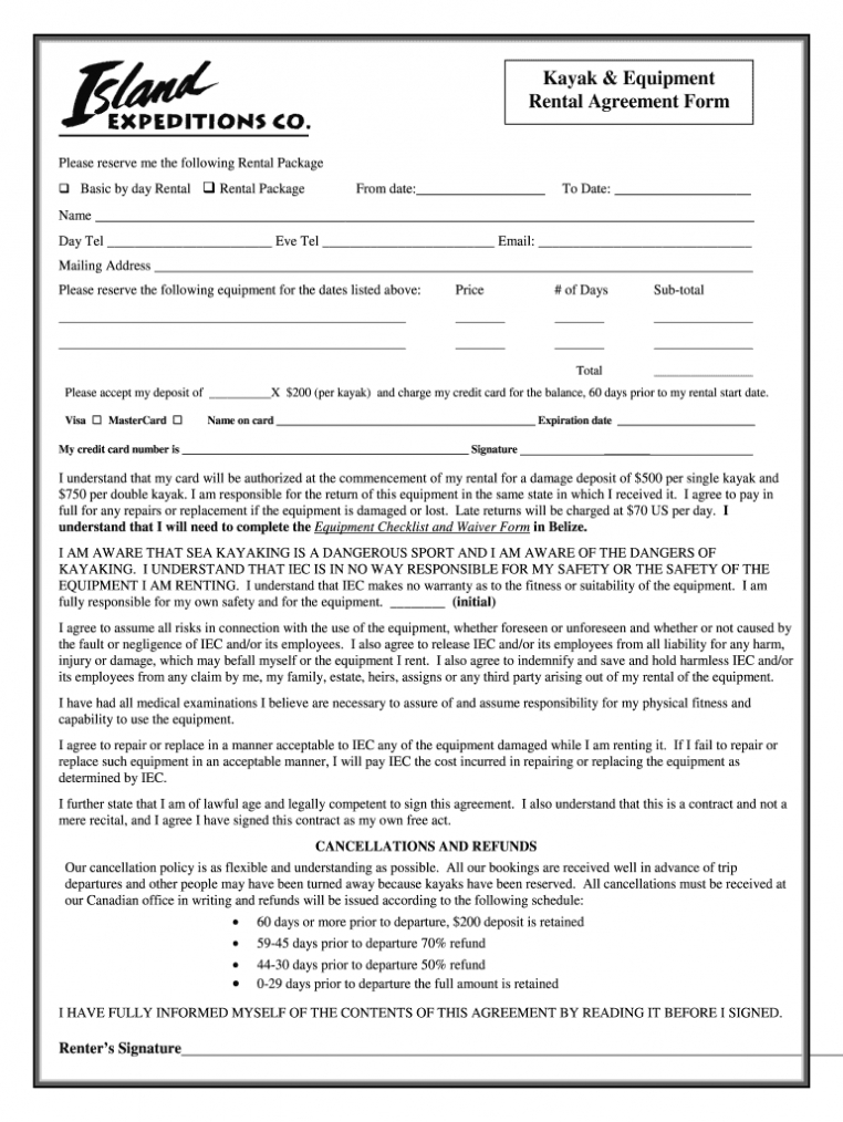 Kayak Rental Agreement Form - Fill Online, Printable throughout Kayak Rental Agreement Template