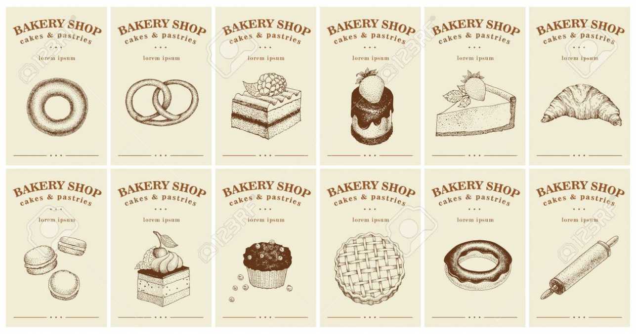 Labels With Pastries And Desserts. Set Templates Price Tags For.. intended for Dessert Labels Template