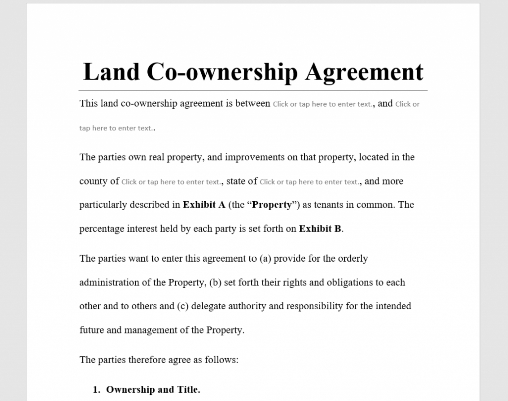 Land Co-Ownership Agreement Template - Antonlegal with Joint Property Ownership Agreement Template