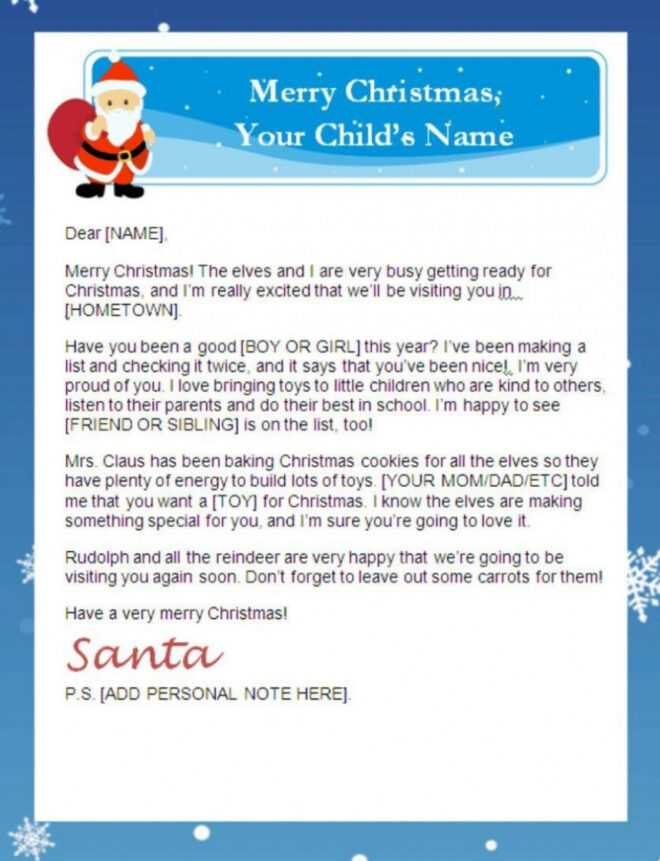 Letter From Santa Template ~ Addictionary inside Letter From Santa Template Word