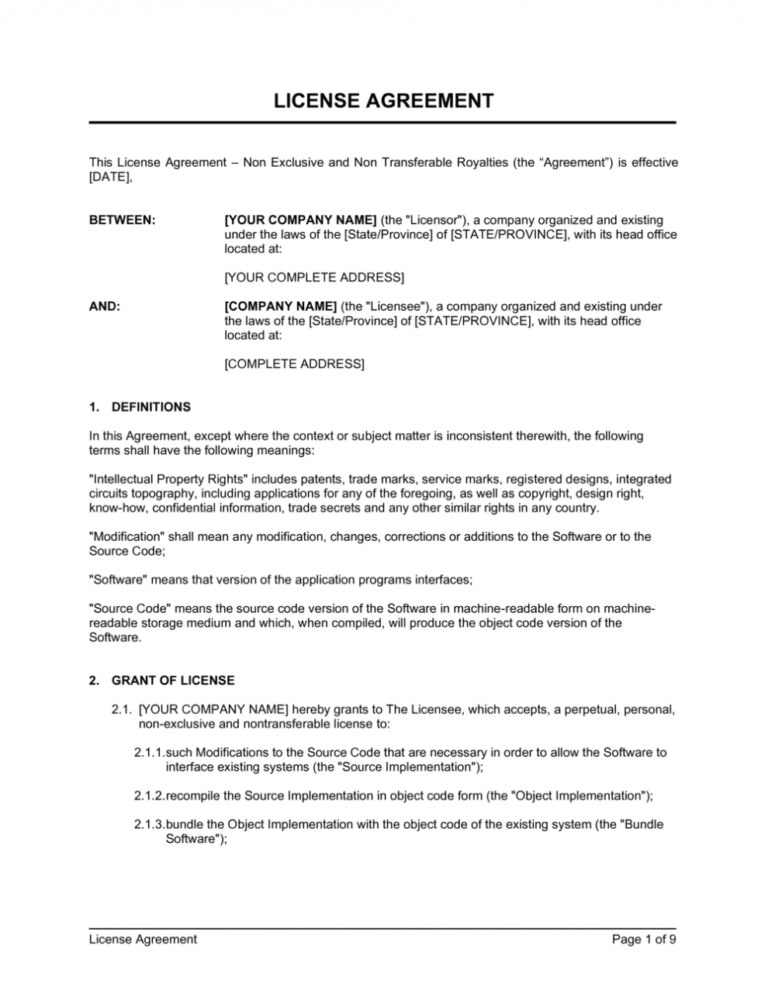 Trade Secret License Agreement Template