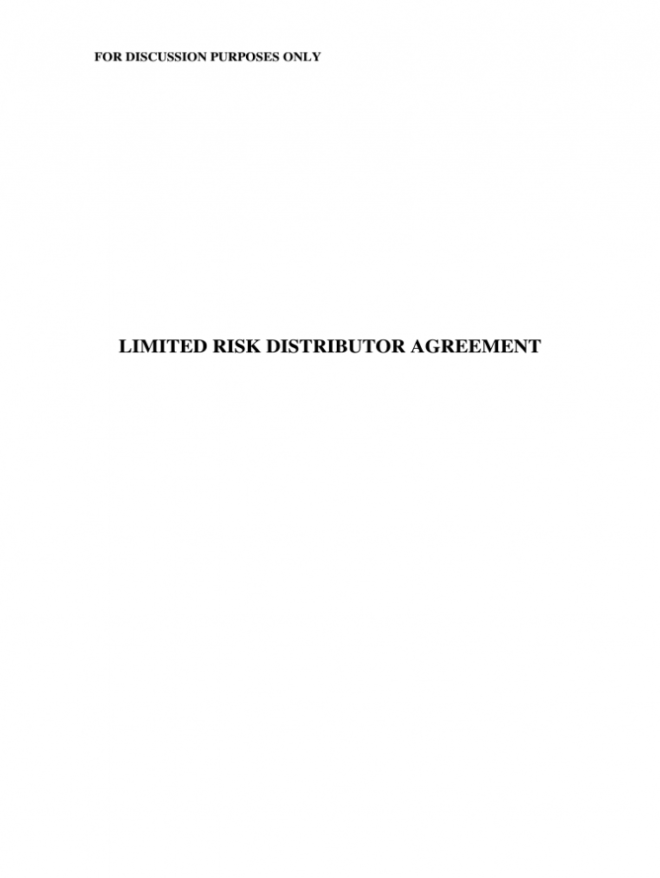Limited Risk Distributor - Fill Online, Printable, Fillable intended for Limited Risk Distributor Agreement Template