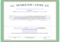 Llc Membership Certificate - Free Template within Llc Membership Certificate Template