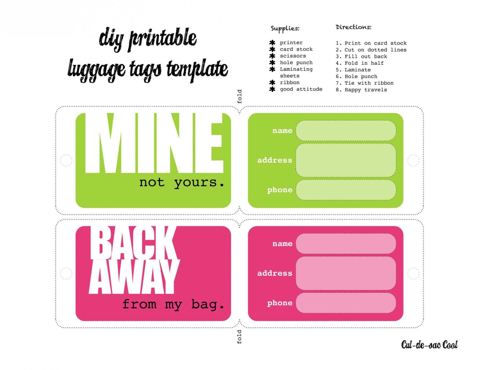 Luggage Tag Template Word ~ Addictionary regarding Luggage Tag Template Word