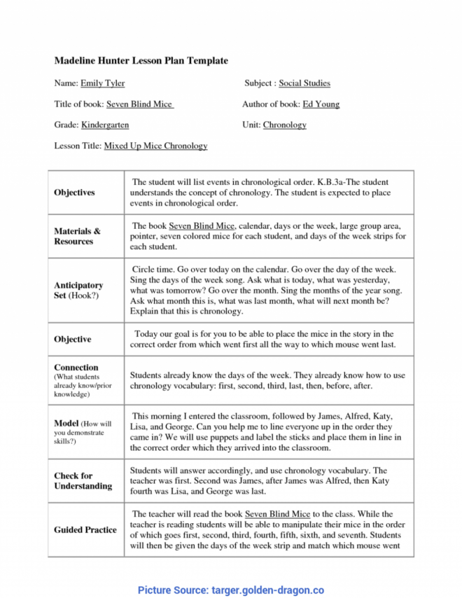 Madeline Hunter Lesson Plan Template Blank - Best throughout Madeline Hunter Lesson Plan Template Blank