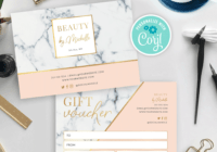 Marble &amp; Gold Gift Voucher in Salon Gift Certificate Template