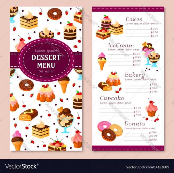 Menu Template For Bakery Desserts Cakes Royalty Free Vector inside Free Bakery Menu Templates Download