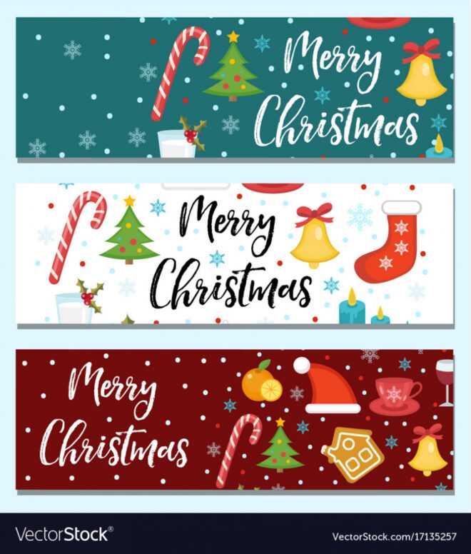 Merry Christmas Set Banners Template Royalty Free Vector in Merry Christmas Banner Template