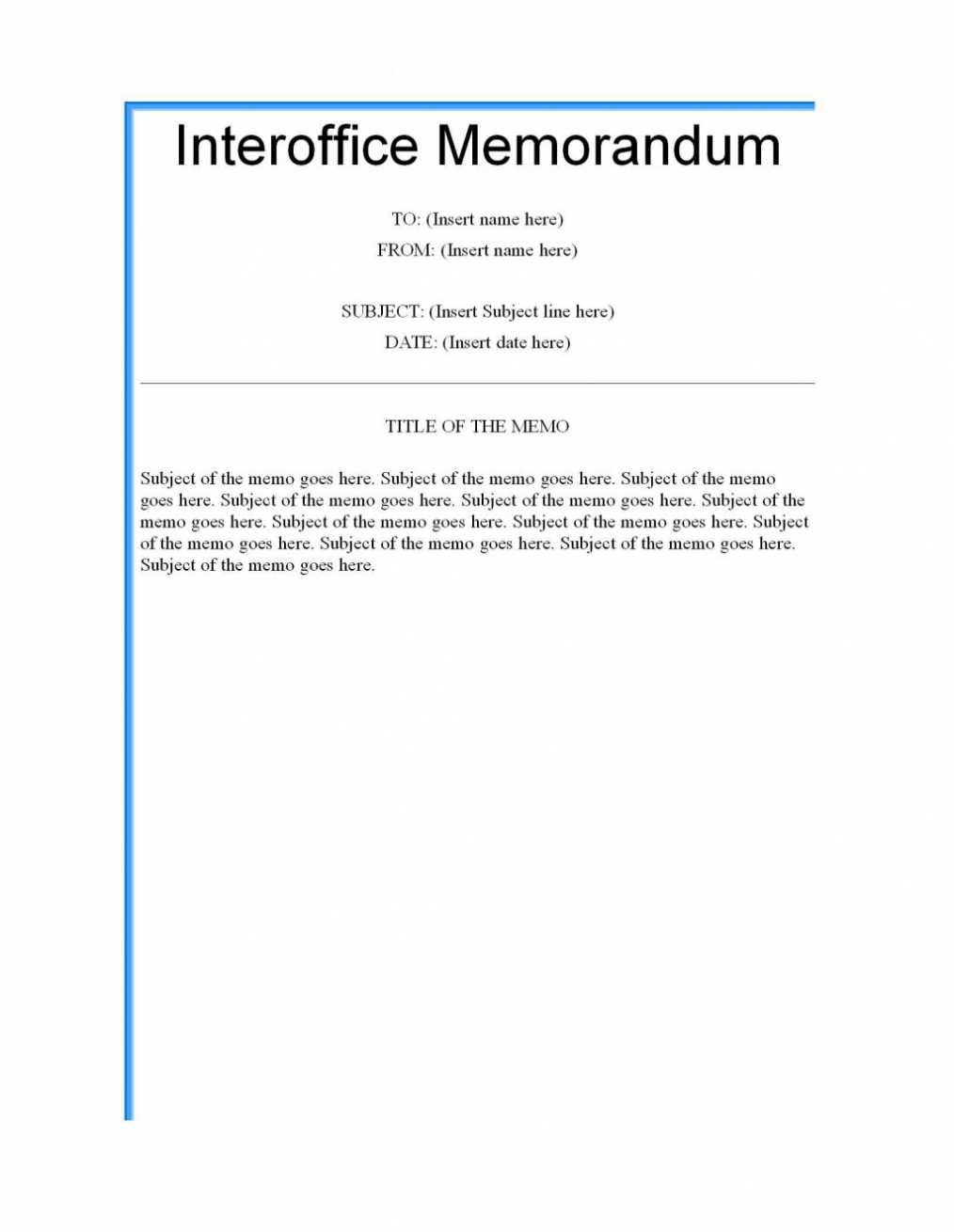 Microsoft Word Memorandum Template ~ Addictionary regarding Memo Template Word 2010
