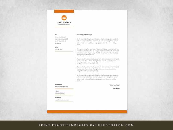 Modern Letterhead Template In Microsoft Word Free - Used To Tech pertaining to Microsoft Office Letterhead Templates