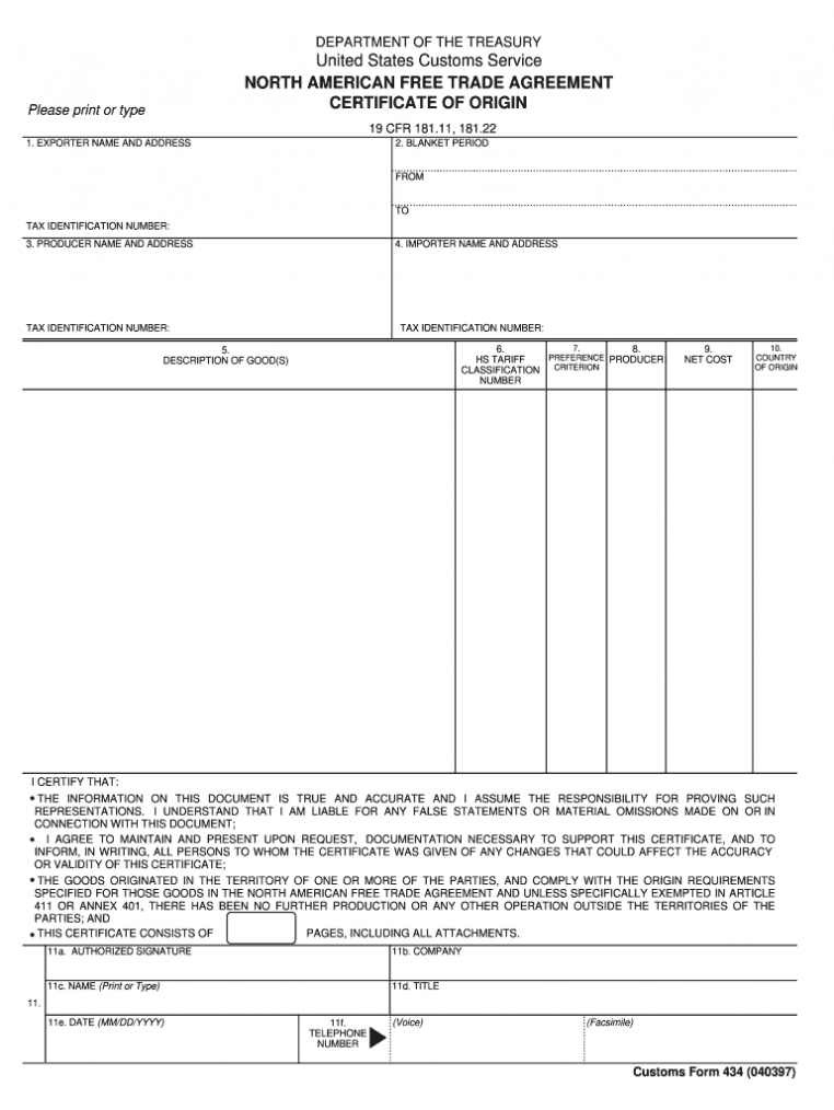 Nafta Form - Fill Out And Sign Printable Pdf Template | Signnow for Nafta Certificate Template
