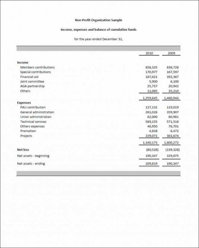 Non Profit Financial Statement Template ~ Addictionary inside Non Profit Monthly Financial Report Template